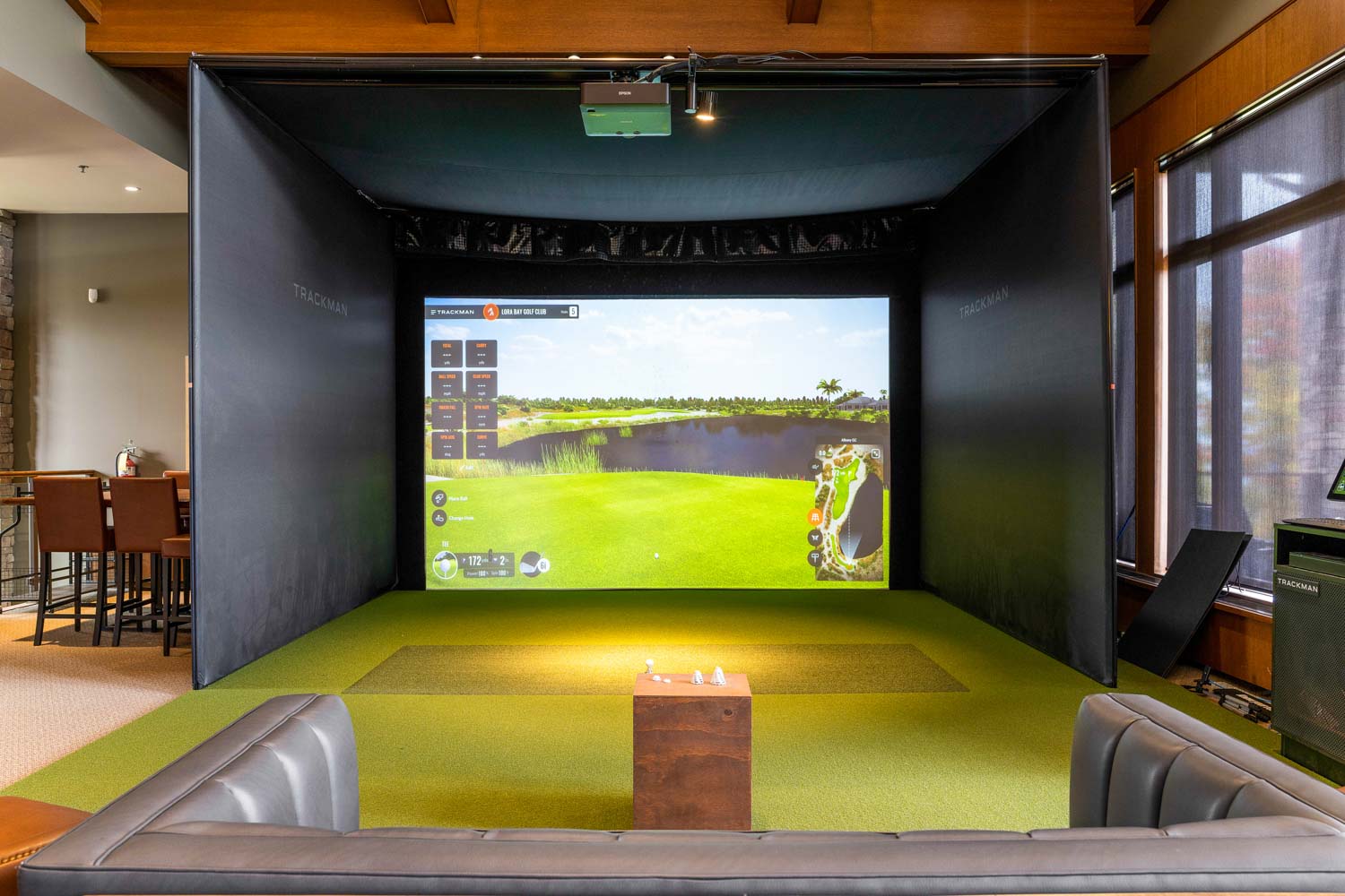 The golf simulator at Lora Bay