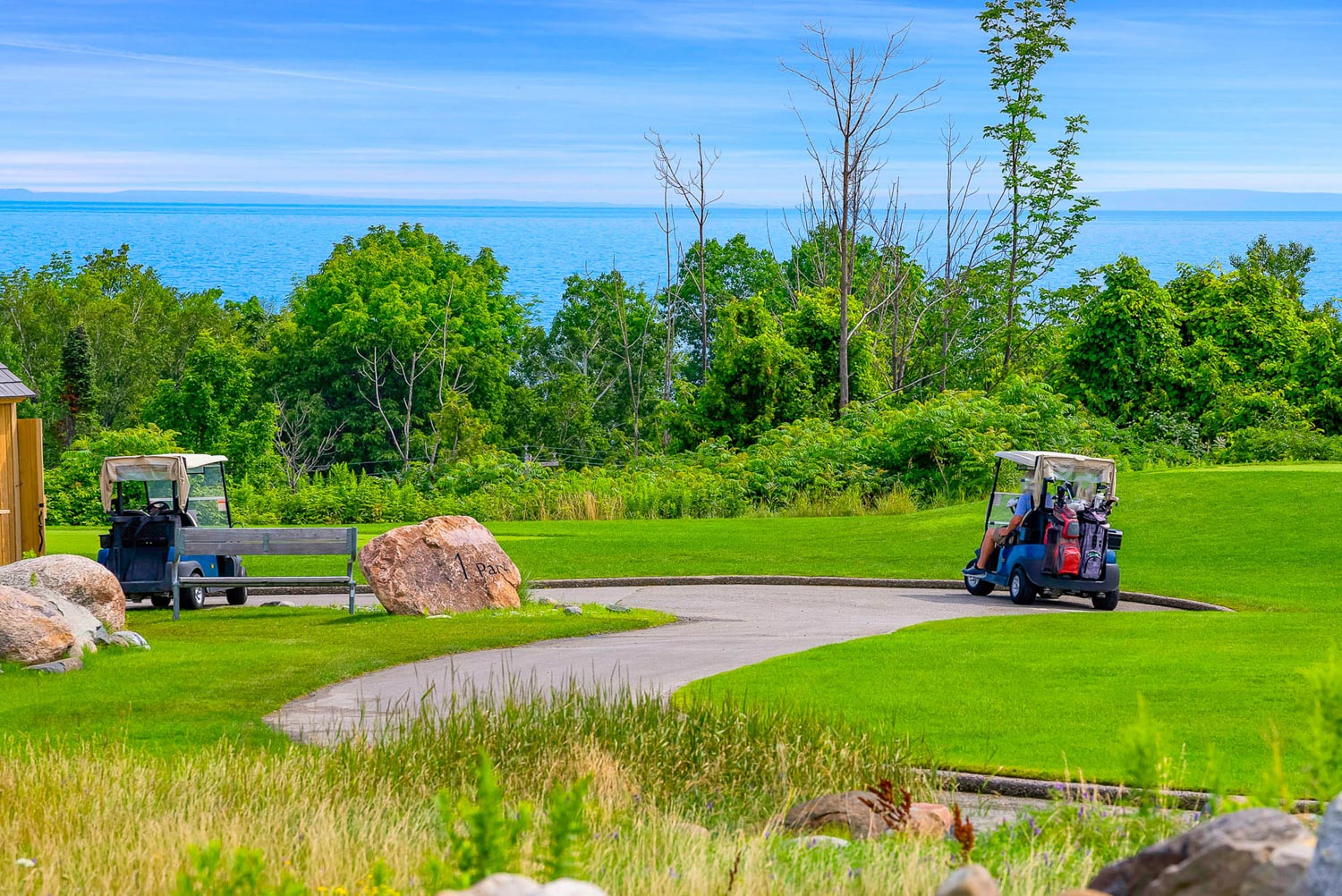 The first golf hole at Lora Bay