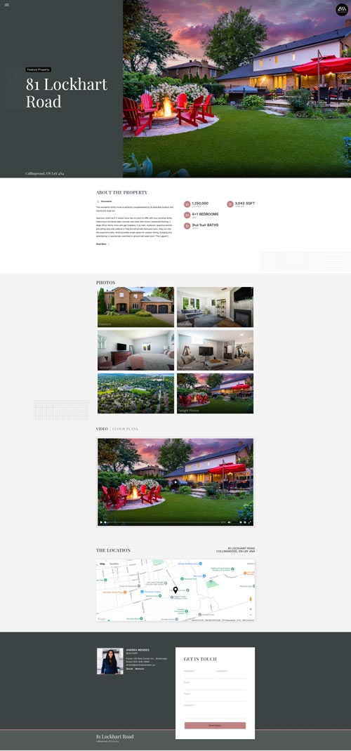 A listing webpage example
